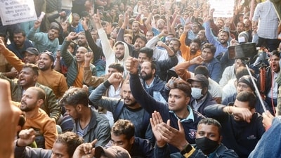 At Gardanibagh in Patna where aspirants are demanding BPSC prelims re-exam. (Santosh Kumar ) At Gardanibagh in Patna where aspirants are demanding BPSC prelims re-exam. (Santosh Kumar )
