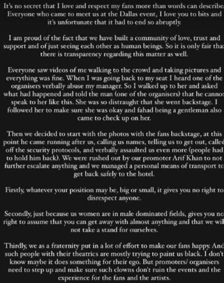 Hania Aamir explained why she had to leave the event in Dallas, US midway Hania Aamir explained why she had to leave the event in Dallas, US midway
