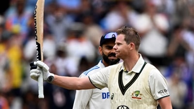 Australia's Steve Smith celebrates reaching his century (100 runs) on the second day of the fourth Test (AFP) Australia's Steve Smith celebrates reaching his century (100 runs) on the second day of the fourth Test (AFP)