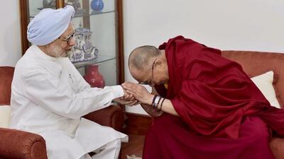 Former Prime Minister Manmohan Singh during a meeting with Tibetan Spiritual leader the Dalai Lama at his residence in New Delhi on September 22, 2014. Singh breathed his last at AIIMS, New Delhi, on Thursday evening. (PTI Photo) Former Prime Minister Manmohan Singh during a meeting with Tibetan Spiritual leader the Dalai Lama at his residence in New Delhi on September 22, 2014. Singh breathed his last at AIIMS, New Delhi, on Thursday evening. (PTI Photo)