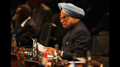 Indian Prime Minister Dr Manmohan Singh during an executive session on the second day of the Commonwealth Heads of Government Meeting (CHOGM) at the Hyatt Hotel on November 28, 2009 in Port-of-Spain, Trinidad And Tobago. (Photo by Phil Walter/Getty Images) (Getty Images)
