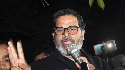 Jan Suraaj party chief Prashant Kishor addresses aspirants during a protest over the alleged leak of a BPSC question paper (PTI) Jan Suraaj party chief Prashant Kishor addresses aspirants during a protest over the alleged leak of a BPSC question paper (PTI)