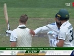 Virat Kohli gestures at Steve Smith