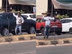 In a viral video, a man filmed a reel on a busy road.
In a viral video, a man filmed a reel on a busy road.