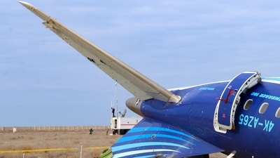 Russian air defences have been blamed for downing an Azerbaijan Airlines flight on Christmas Day (Administration of the Mangystau Region via AP) Russian air defences have been blamed for downing an Azerbaijan Airlines flight on Christmas Day (Administration of the Mangystau Region via AP)