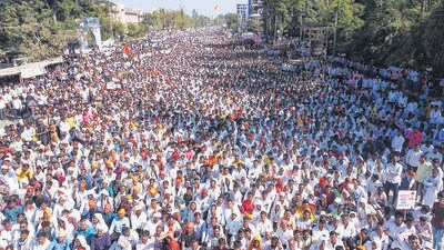 Beed, India. 28, 2024: Around one lakh people across Maharashtra including leaders from various political parties, participated in a silent march outside the collector's office in the Beed district of Maharashtra. They were seeking justice for Santosh Deshmukh, the sarpanch of Masajog village, whose murder in the first week of January ignited a significant political controversy. Beed, India. 24, 2024. (Photo by Raju Shinde/HT Photo) (Hindustan Times) Beed, India. 28, 2024: Around one lakh people across Maharashtra including leaders from various political parties, participated in a silent march outside the collector's office in the Beed district of Maharashtra. They were seeking justice for Santosh Deshmukh, the sarpanch of Masajog village, whose murder in the first week of January ignited a significant political controversy. Beed, India. 24, 2024. (Photo by Raju Shinde/HT Photo) (Hindustan Times)