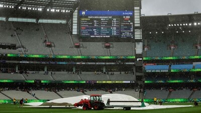 Play was stopped due to bad light and then rain came, which forced the umpires to call off play, and it will resume on Sunday. (AFP) Play was stopped due to bad light and then rain came, which forced the umpires to call off play, and it will resume on Sunday. (AFP)