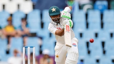 Babar Azam scored fifty against South Africa in the first Test. It is his first Test half-century since December 2022. (Photo by PHILL MAGAKOE / AFP) (AFP) Babar Azam scored fifty against South Africa in the first Test. It is his first Test half-century since December 2022. (Photo by PHILL MAGAKOE / AFP) (AFP)