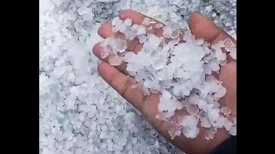 Heavy hailstorm followed by rain at Pataudi in Gurugram on Saturday. (ANI)