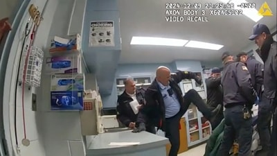 Screengrab from the body cam footage of correctional officers fatally beating a Robert Brooks at the Marcy Correctional Facility. (AP)