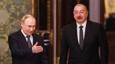 Azerbaijan's president Ilham Aliyev told president Vladimir Putin that the Azerbaijani Airlines plane was first hit by "external physical and technical interference" in Russia (via REUTERS)