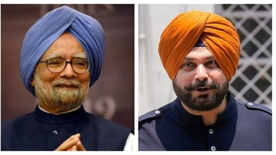 Former PM Manmohan Singh and Congress leader Navjot Singh Sidhu. (File) Former PM Manmohan Singh and Congress leader Navjot Singh Sidhu. (File)