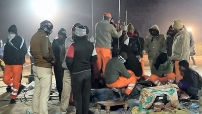 NDRF and SDRF personnel during a rescue operation to save a 3-year-old girl who fell into a borewell (PTI) NDRF and SDRF personnel during a rescue operation to save a 3-year-old girl who fell into a borewell (PTI)