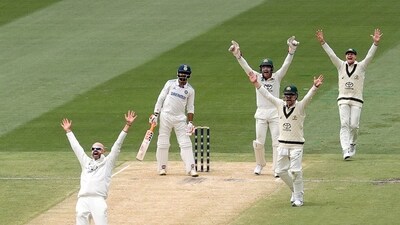 Australia's Nathan Lyon (3rd L) appeals for LBW against India's Ravindra Jadeja on the third day of the fourth Test. (AFP) Australia's Nathan Lyon (3rd L) appeals for LBW against India's Ravindra Jadeja on the third day of the fourth Test. (AFP)