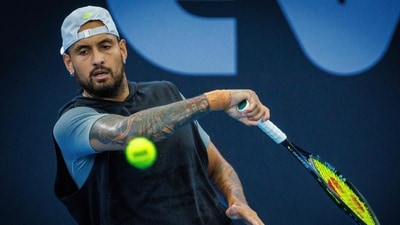 Nick Kyrgios attends a training session before the Brisbane International tennis tournament. (AFP) Nick Kyrgios attends a training session before the Brisbane International tennis tournament. (AFP)