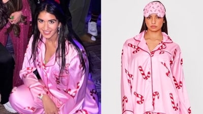 Radhika Merchant stuns in cute pyjama set at her star-studded Christmas party. (Instagram) Radhika Merchant stuns in cute pyjama set at her star-studded Christmas party. (Instagram)