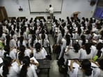 Students from around the country arrive in Kota in huge numbers after completing Class X, and register in residential test-prep institutes. They also enroll in schools, most of which are largely for purposes of certification. (HT File) Students from around the country arrive in Kota in huge numbers after completing Class X, and register in residential test-prep institutes. They also enroll in schools, most of which are largely for purposes of certification. (HT File)