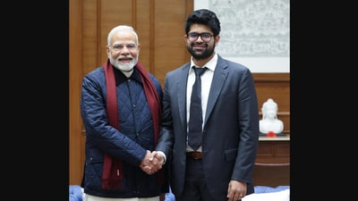 PM Modi and Perplexity AI’s Indian-origin CEO Aravind Srinivas. (X/@AravSrinivas) PM Modi and Perplexity AI’s Indian-origin CEO Aravind Srinivas. (X/@AravSrinivas)