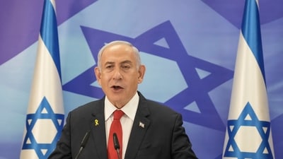 FILE - Israeli Prime Minister Benjamin Netanyahu speaks during a press conference in Jerusalem, Dec. 9, 2024. (AP Photo/Maya Alleruzzo, Pool, File)