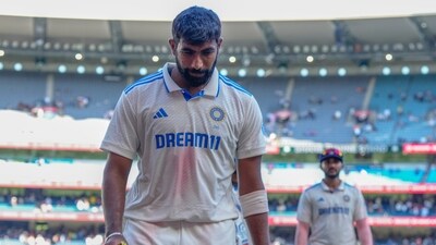 India's Jasprit Bumrah walks off the field at the end of day four of the fourth cricket Test against Australia. (AP)