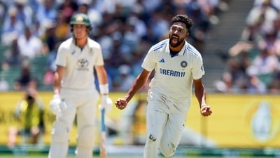 India's Mohammed Siraj celebrates the dismissal of Australia's Marnus Labuschagne during Day 4 of the fourth Test. (BCCI- X) India's Mohammed Siraj celebrates the dismissal of Australia's Marnus Labuschagne during Day 4 of the fourth Test. (BCCI- X)