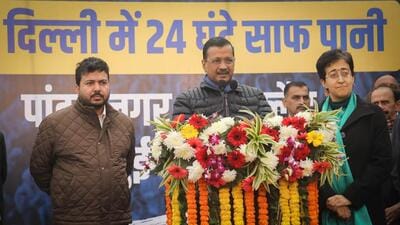 On December 25, AAP national convener Arvind Kejriwal and Delhi CM Atishi accused the Bharatiya Janata Party (BJP) of “conspiring” to arrest Delhi chief minister Atishi “in the next few days in a false case related to transport department”. (RAJ K RAJ /HT PHOTO) On December 25, AAP national convener Arvind Kejriwal and Delhi CM Atishi accused the Bharatiya Janata Party (BJP) of “conspiring” to arrest Delhi chief minister Atishi “in the next few days in a false case related to transport department”. (RAJ K RAJ /HT PHOTO)