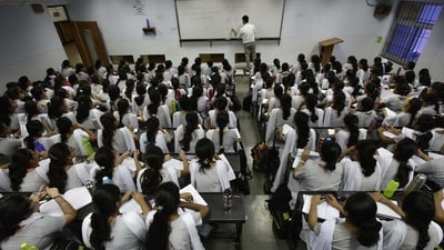 Students from around the country arrive in Kota in huge numbers after completing Class X, and register in residential test-prep institutes. They also enroll in schools, most of which are largely for purposes of certification. (HT File) Students from around the country arrive in Kota in huge numbers after completing Class X, and register in residential test-prep institutes. They also enroll in schools, most of which are largely for purposes of certification. (HT File)