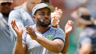 Temba Bavuma applauds after South Africa won the match during the fourth day of the first Test match against Pakistan. (AFP)