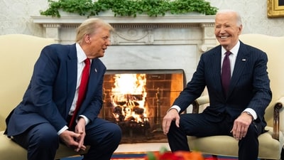Outgoing President Joe Biden meets with President-elect Donald Trump in the Oval Office of the White House, Wednesday, Nov. 13, 2024, in Washington. (AP Photo/Evan Vucci, File) (AP) Outgoing President Joe Biden meets with President-elect Donald Trump in the Oval Office of the White House, Wednesday, Nov. 13, 2024, in Washington. (AP Photo/Evan Vucci, File) (AP)