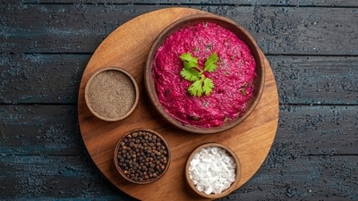 Method: In a bowl, add beetroot and yoghurt and mix well. Add the black pepper, chaat masala, and fresh coriander. Now for the tadka, to the oil, add jeera, mustard seeds, curry leaves, asafoetida. Mix the tadka with the beetroot and yoghurt and serve. (Representative photo: Freepik) Method: In a bowl, add beetroot and yoghurt and mix well. Add the black pepper, chaat masala, and fresh coriander. Now for the tadka, to the oil, add jeera, mustard seeds, curry leaves, asafoetida. Mix the tadka with the beetroot and yoghurt and serve. (Representative photo: Freepik)