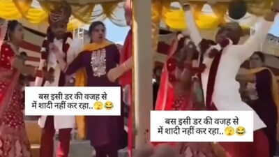 Groom’s girlfriend stormed his wedding, kicked him, sparked chaos. (X/sonukumargiri396)