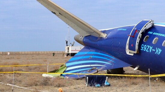 Russian air defences have been blamed for downing an Azerbaijan Airlines flight on Christmas Day (Administration of the Mangystau Region via AP)