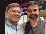 Nikhil Kamath (R) posed for a selfie with an engineer in Goa. Nikhil Kamath (R) posed for a selfie with an engineer in Goa.