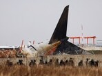 Military personnel work at the site where an aircraft of Jeju Air went off the runway and crashed at the Muan International Airport.
