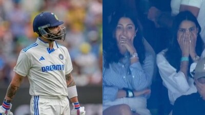 Anushka Sharma, Athiya Shetty shattered after Virat Kohli, KL Rahul's early dismissal in Ind vs Aus test match. Anushka Sharma, Athiya Shetty shattered after Virat Kohli, KL Rahul's early dismissal in Ind vs Aus test match.