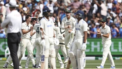 Australian players react to a DRS decision that dismisses Indias Yashasvi Jaiswal on day five at the MCG. (AFP) Australian players react to a DRS decision that dismisses Indias Yashasvi Jaiswal on day five at the MCG. (AFP)