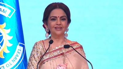 Nita Ambani praised Jamnagar as the Ambani family's "happy place" during Reliance Family Day. (Facebook/DAISMumbai) Nita Ambani praised Jamnagar as the Ambani family's "happy place" during Reliance Family Day. (Facebook/DAISMumbai)