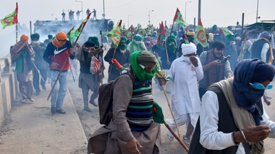 FILE PHOTO: Tear gas being used to disperse protesting farmers at Shambhu Border during their foot march towards Delhi, in Patiala district. (PTI) FILE PHOTO: Tear gas being used to disperse protesting farmers at Shambhu Border during their foot march towards Delhi, in Patiala district. (PTI)