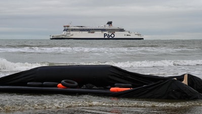 The French navy deployed a helicopter to help rescue the migrants. (AFP) The French navy deployed a helicopter to help rescue the migrants. (AFP)