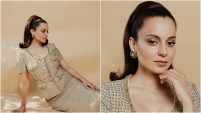 Kangana Ranaut played muse to fashion designer house Self-portrait and picked a golden co-ord set. (Instagram/@kanganaranaut) Kangana Ranaut played muse to fashion designer house Self-portrait and picked a golden co-ord set. (Instagram/@kanganaranaut)
