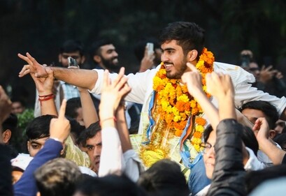 NSUI’s Ronak Khatri was announced as DUSU president in November. (Photo: PTI) NSUI’s Ronak Khatri was announced as DUSU president in November. (Photo: PTI)