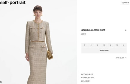 The gold boucle midi skirt is priced at £280. (www.self-portrait.com)
