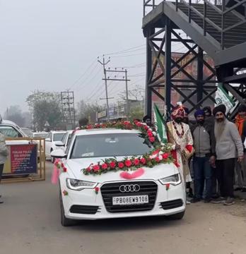 A groom is allowed to proceed for his wedding in Jalandhar on Monday. (HT Photo) A groom is allowed to proceed for his wedding in Jalandhar on Monday. (HT Photo)