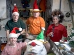 NASA astronaut Sunita Williams and others celebrate Christmas at the International Space Station. NASA astronaut Sunita Williams and others celebrate Christmas at the International Space Station.