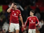 Manchester United's Harry Maguire looks dejected.
