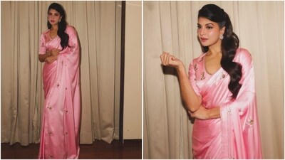 Jacqueline Fernandez embraces her ethnic side in a kamal pink saree. (Instagram/@jacquelienefernandez) Jacqueline Fernandez embraces her ethnic side in a kamal pink saree. (Instagram/@jacquelienefernandez)