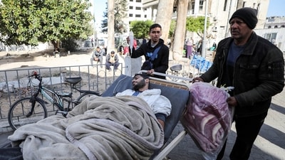 Wounded Palestinians evacuated from Kamal Adwan hospital in northern Gaza, after Israeli forces raided the medical facility, arrive at Al-Ahli al-Arabi hospital, amid the ongoing conflict between Israel and Hamas, in Gaza City, December 28, 2024. (REUTERS)