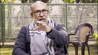 Manipur chief minister N Biren Singh addressing a press conference. (PTI) Manipur chief minister N Biren Singh addressing a press conference. (PTI)