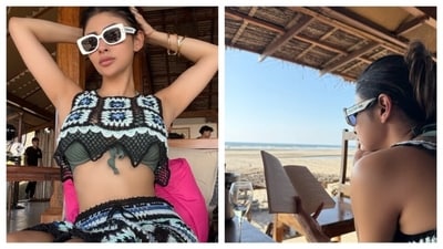 Mouni Roy chilled by the Goa beach, reading a book and serving a fabulous beach look.&nbsp; (Instagram)