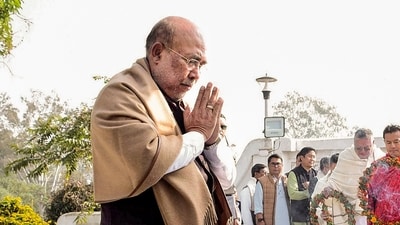 Manipur Chief Minister N Biren Singh pays tribute to the departed women freedom fighters at the Nupee Lal Memorial complex on Nupee Lal Numit 2024, in Imphal West. (PTI) Manipur Chief Minister N Biren Singh pays tribute to the departed women freedom fighters at the Nupee Lal Memorial complex on Nupee Lal Numit 2024, in Imphal West. (PTI)